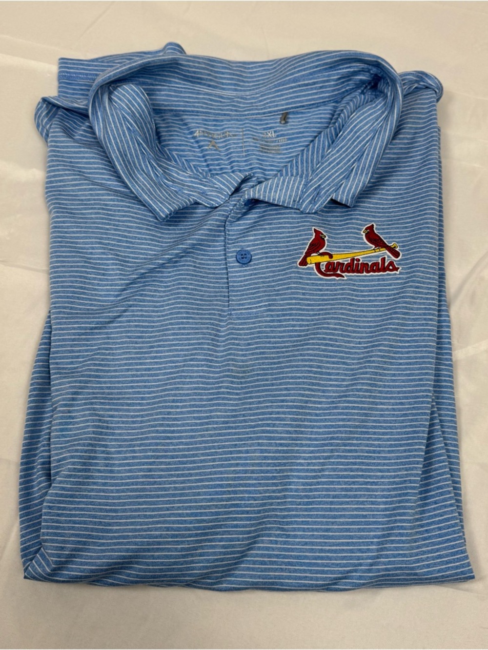 Antigua St Louis Cardinals Polo Shirt Mens 3XL Blue Striped Golf Big Tall MLB